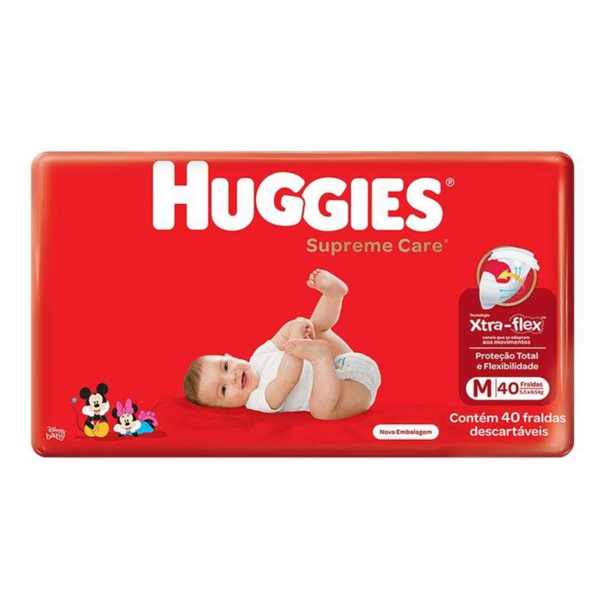 HUGGIES FRALDA DISNEY SUPREME CARE TAMANHO M COM 40 UNIDADES