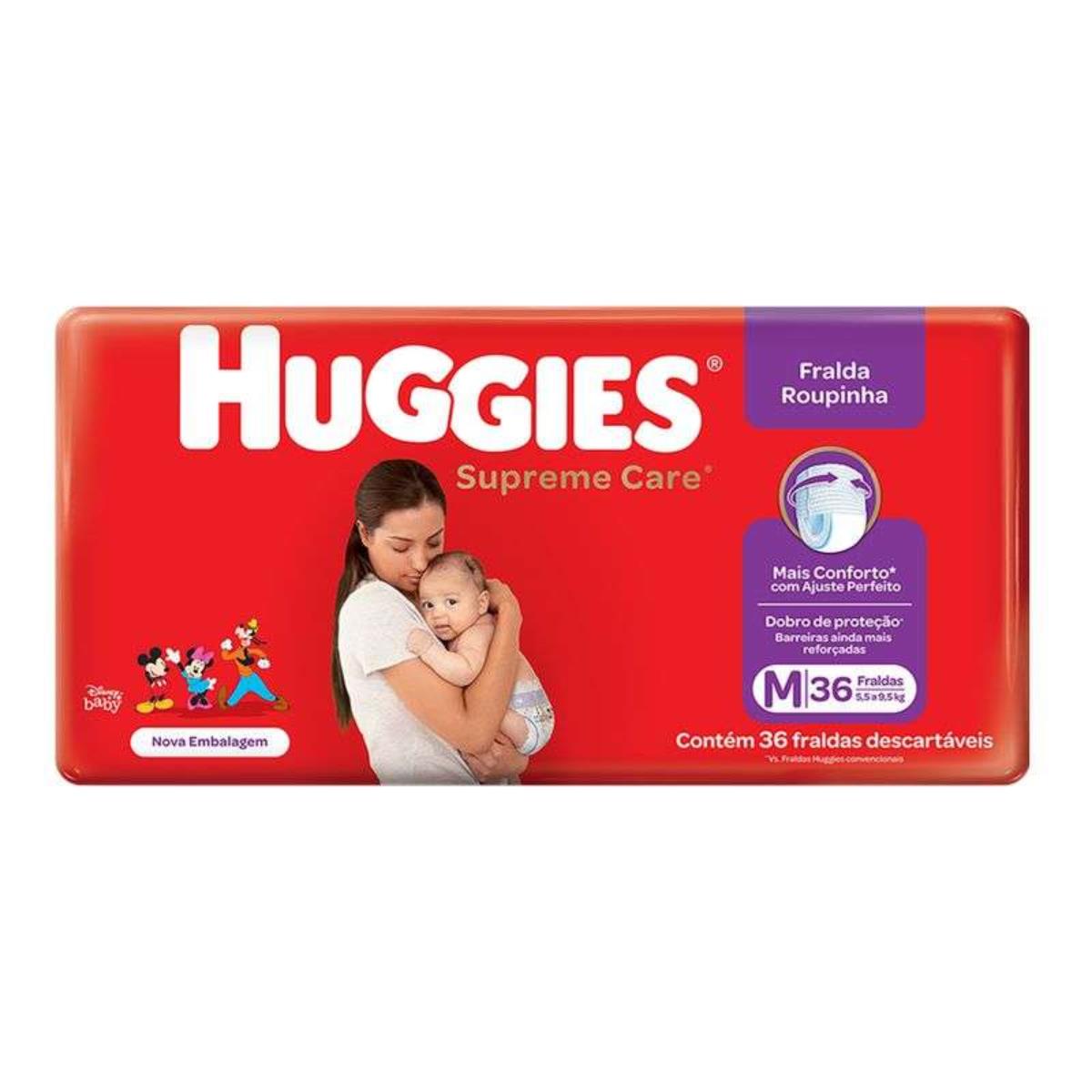 HUGGIES FRALDA DISNEY ROUPINHA SUPREME CARE TAMANHO M COM 36 UNIDADES