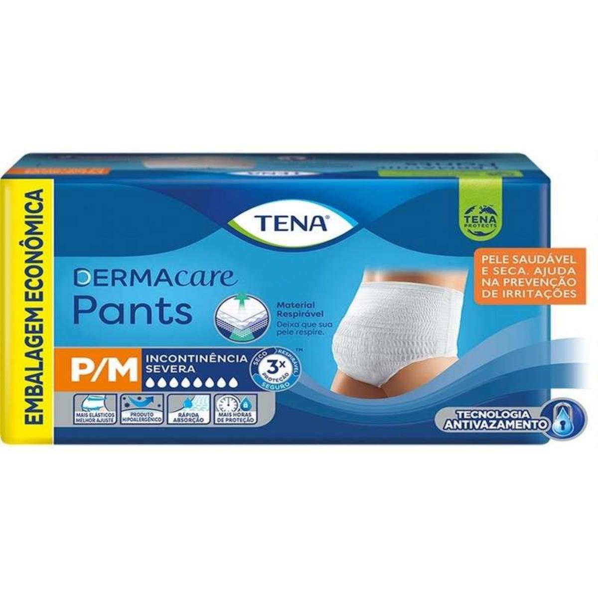 TENA DERMACARE PANTS FRALDA TAMANHO P/M COM 16 UNIDADES