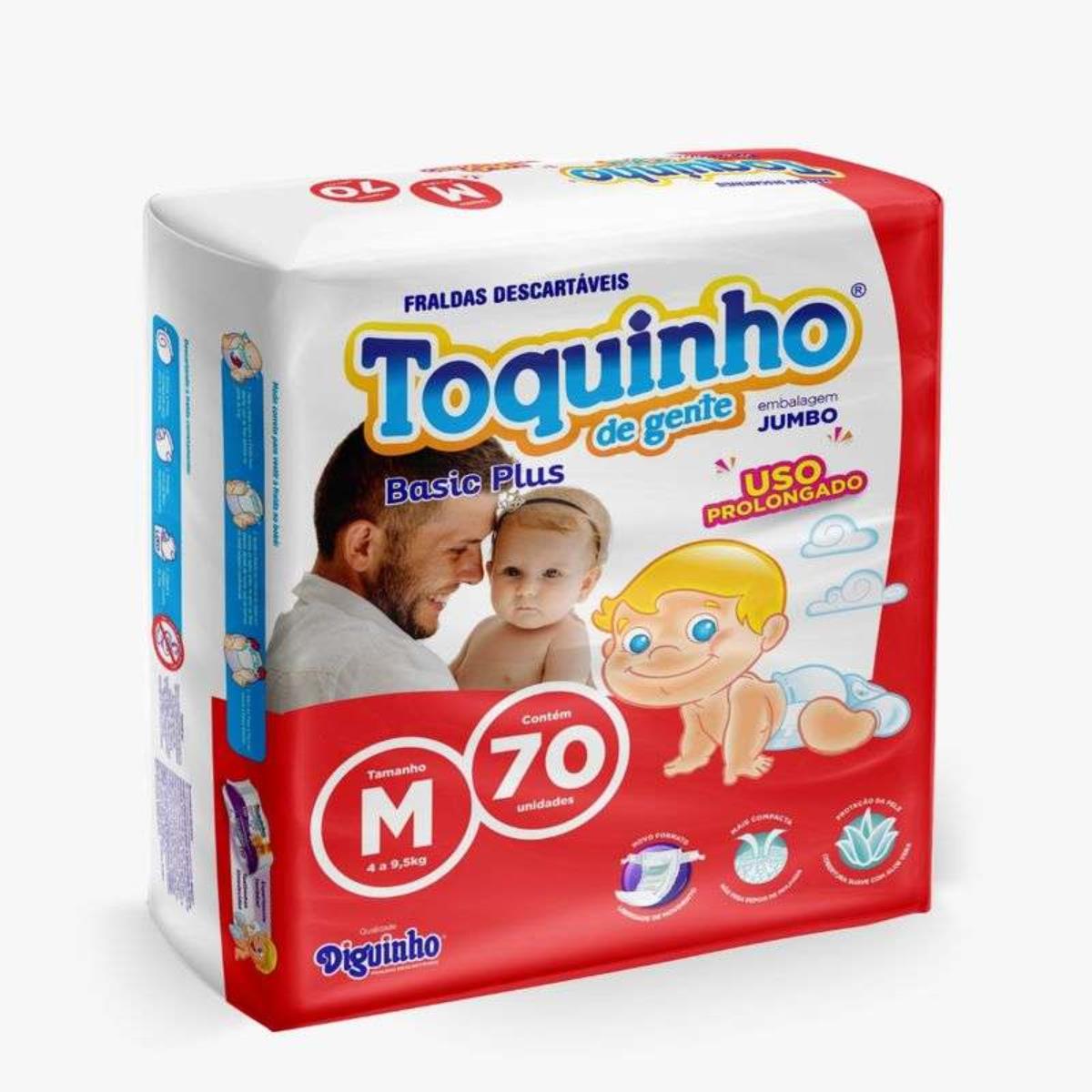 TOQUINHO FRALDA JUMBO PLUS TAMANHO M COM 70 UNIDADES