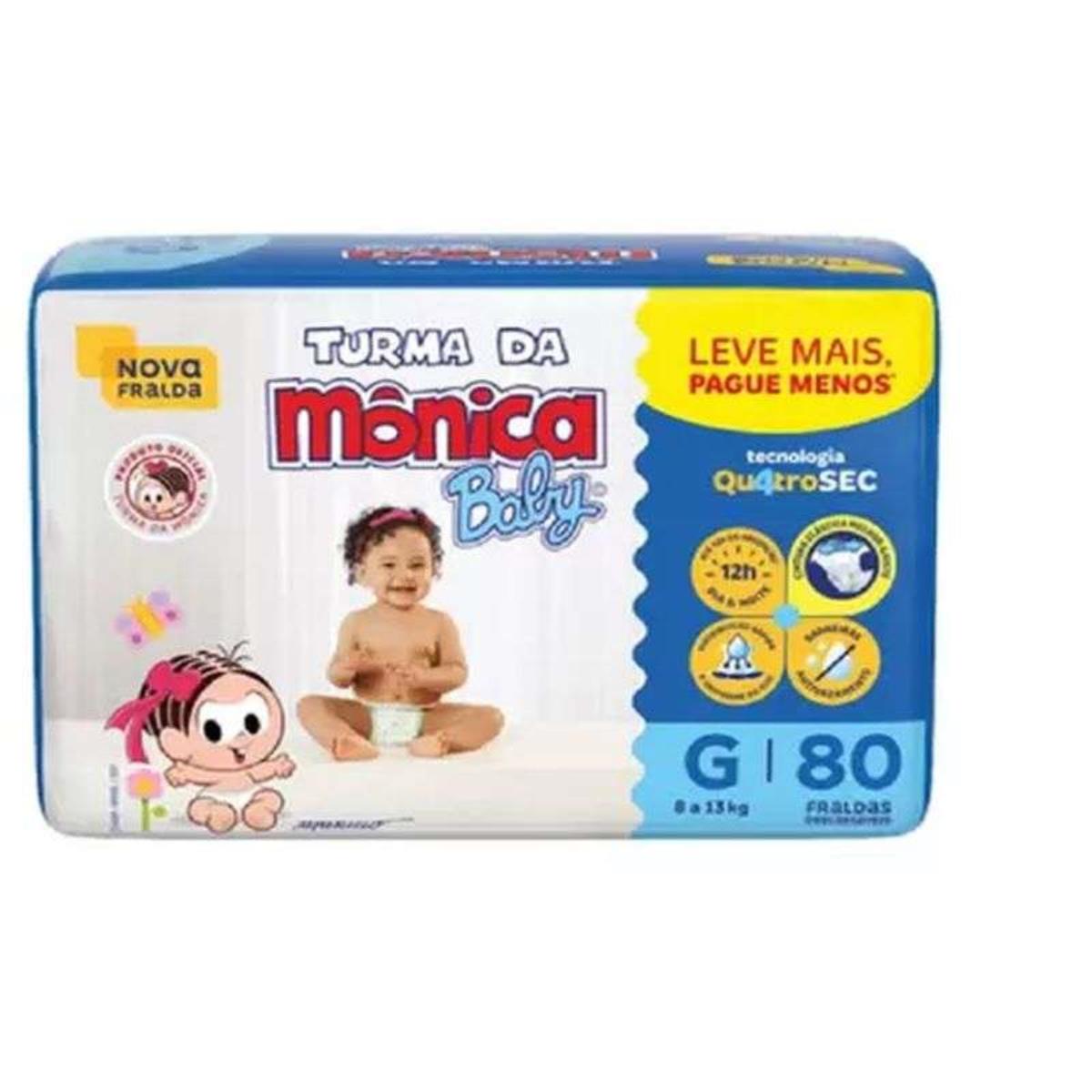TURMA DA MONICA FRALDA GIGA TAMANHO G COM 80 UNIDADES
