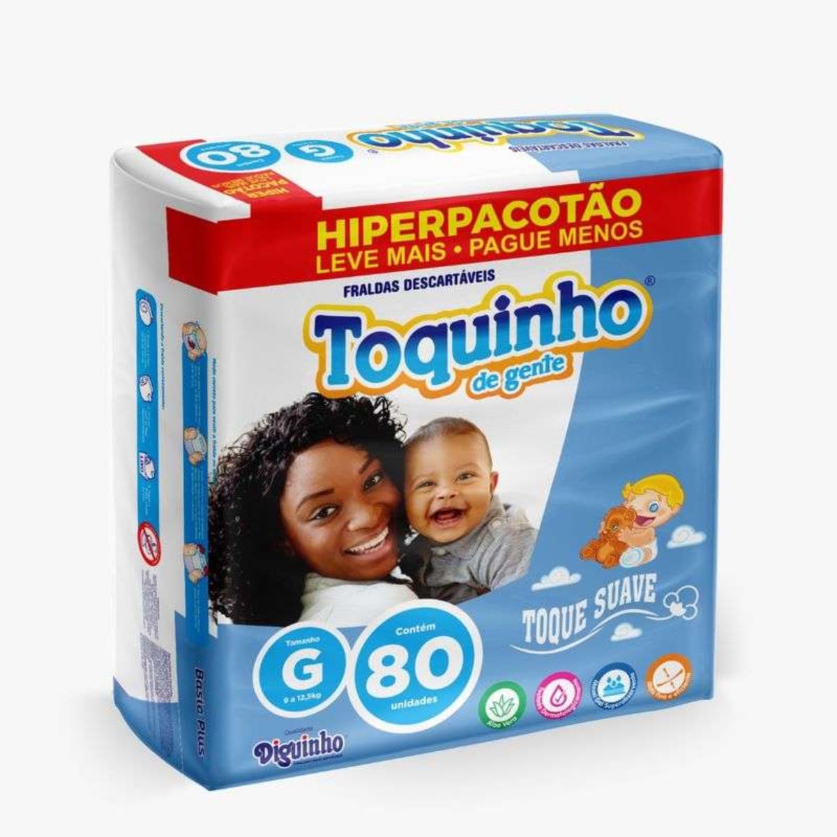 TOQUINHO FRALDA HIPERPACOTAO TAMANHO G COM 80 UNIDADES