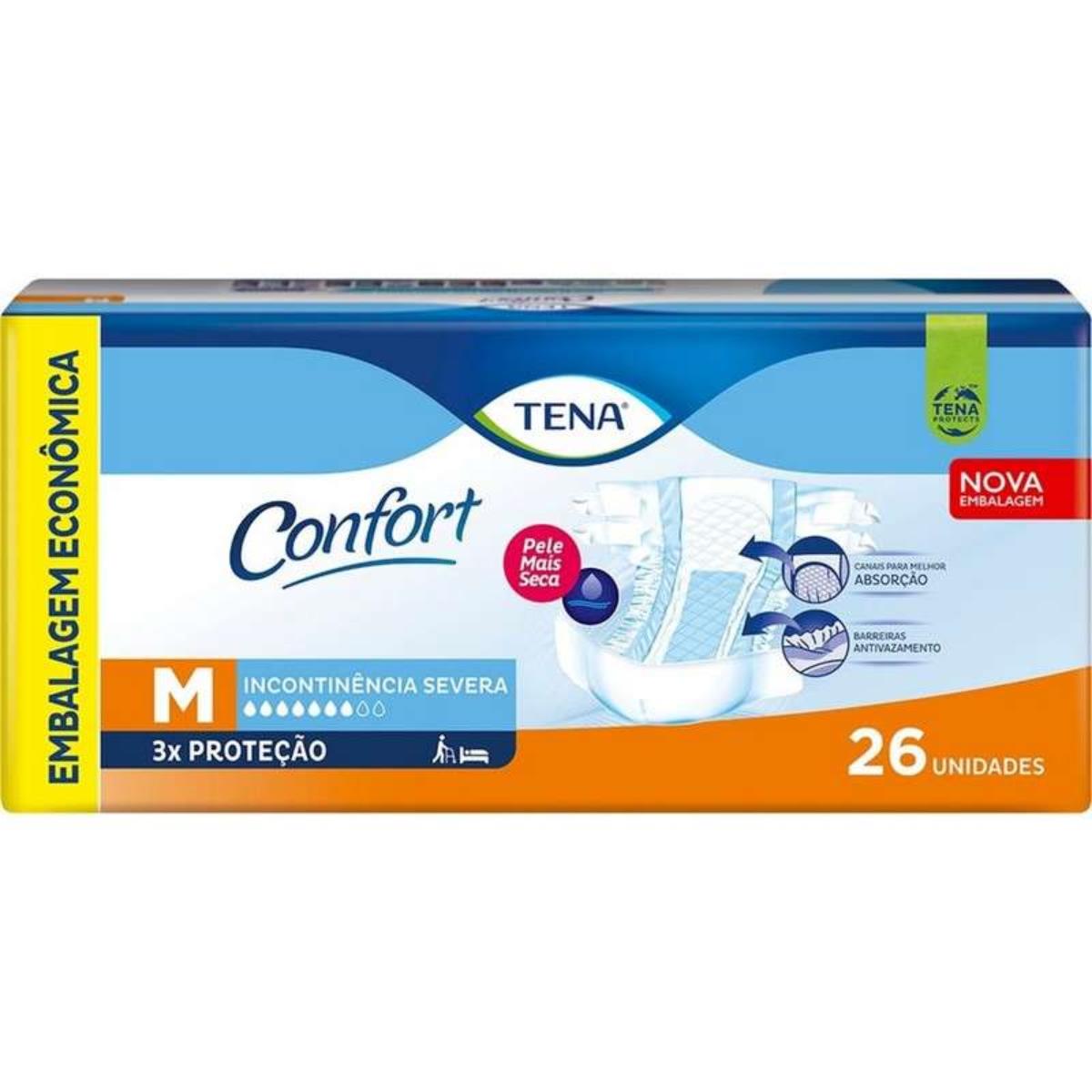 TENA CONFORT PLUS FRALDA TAMANHO M COM 26 UNIDADES MEGA